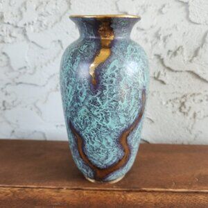 Vintage Jasba Keramik Vase 500/16 West Germany 1950s Jaspatina Glaze 6.5”, 16cm